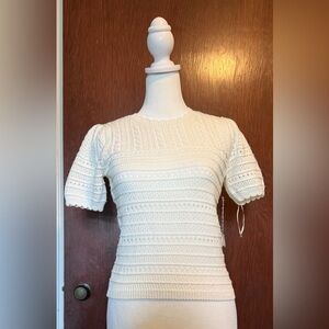 Draper James Pointelle Short Sleeve Sweater  NWT Size XS